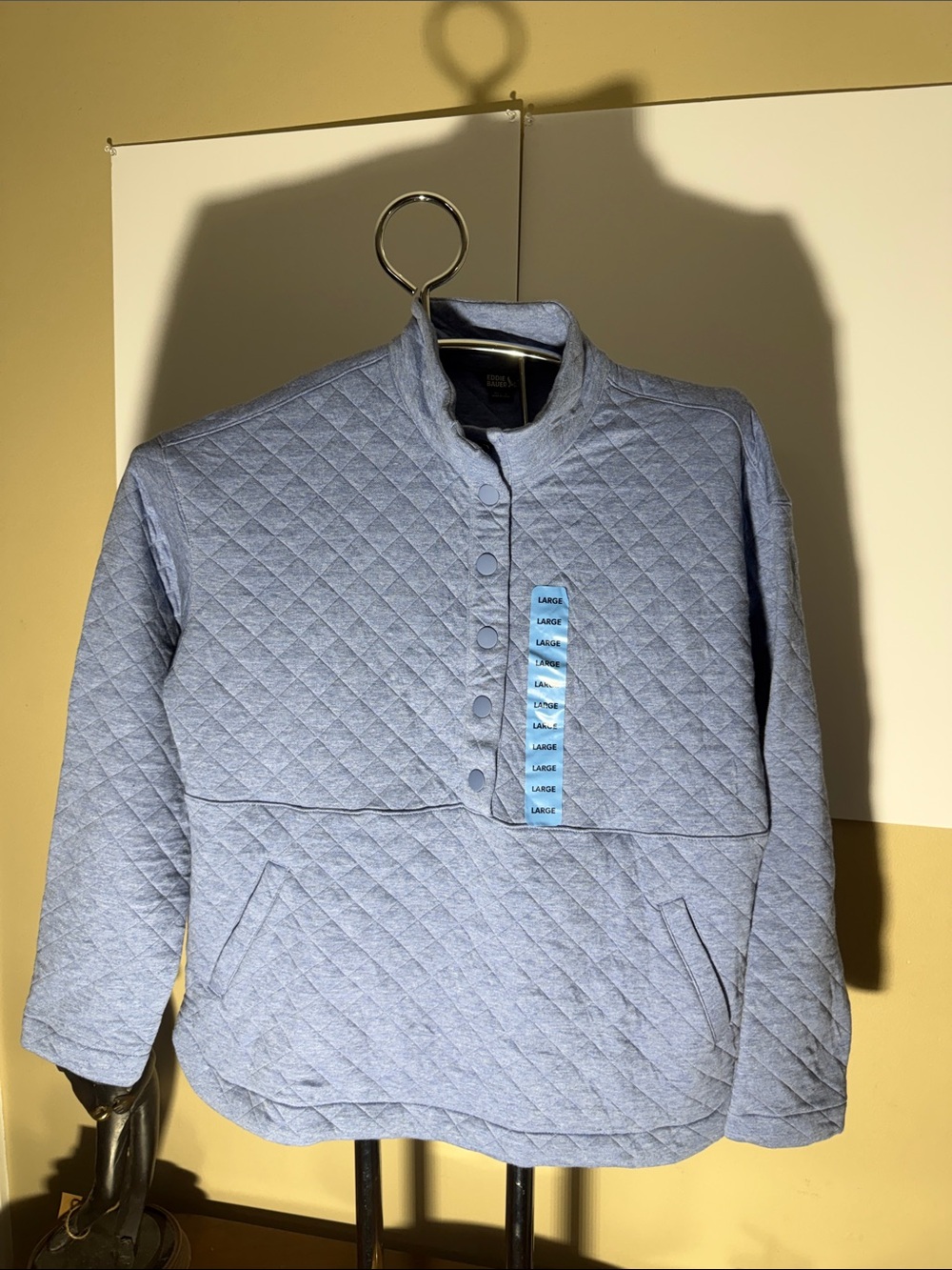 Eddie Bauer Pale Blue Quilted Snap Pullover